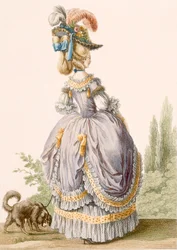 &39;Galeries des Modes et Costumes Francais&39;、c.1778-87 99：clothing;からVoysardによって彫刻されたCircassienneのローブ。伝統的なドレス;伝統的な衣装;ファッション;図;